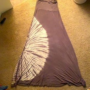 Long Grey and White tie- dyed maxi skirt or strapless dress